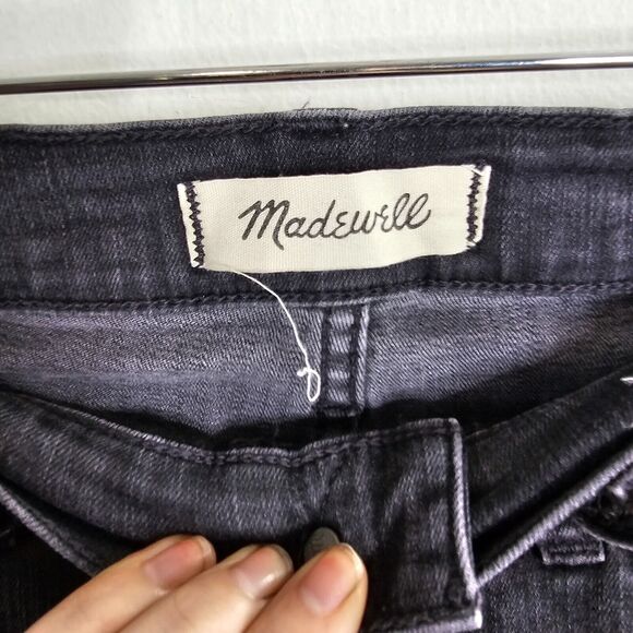 Madewell Dark Gray Raw Hem 10" High Rise Skinny Jeans Button Through Edition 28 - Picture 6 of 11
